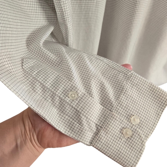 Tasso Elba Button Up Shirt Men's XL White Striped 100% Egyptian Cotton Non Iron - Picture 3 of 7